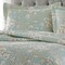 Lightweight 3-Piece Reversible Cotton Quilt and Sham Set in Sea Foam Blue Beige Floral Print